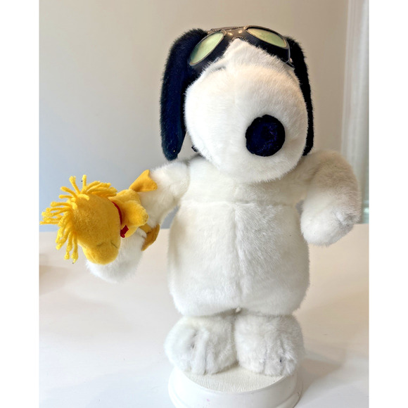 Vintage Snoopy Plush with Woodstock World War I Flying Ace with Aviator 17” - Picture 5 of 10